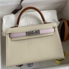 Hermes HSS Kelly Mini II Sellier Tri-color Bag In Craie/Pink/Gold Epsom Calfskin JM1665NR41