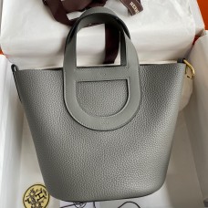 Hermes In The Loop 18 Handmade Bag in Gris Meyer Clemence Leather JM1346Av26