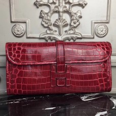 Hermes Jige Elan 29 Clutch In Dark Red Crocodile Leather JM1087io40
