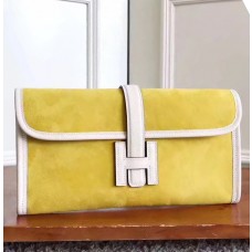 Hermes Jige Elan 29 Clutch In Yellow Suede Calfskin JM330Sy67