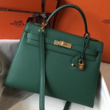 Hermes Kelly 32cm Bag In Vert Vertigo Epsom Leather GHW JM1078vF44