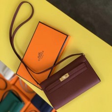 Hermes Kelly Classique To Go Wallet In Bordeaux Epsom Calfskin JM1011Yf74
