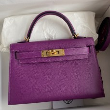 Hermes Kelly Mini II Sellier Handmade Bag In Anemone Epsom Calfskin JM176rf73