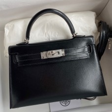 Hermes Kelly Mini II Sellier Handmade Bag In Black Box Calfskin JM70Gp56