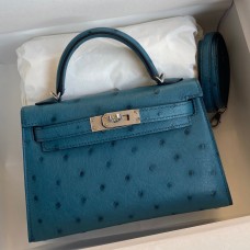 Hermes Kelly Mini II Sellier Handmade Bag In Colvert Ostrich Leather JM694Up15