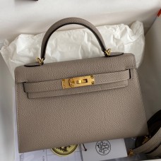 Hermes Kelly Mini II Sellier Handmade Bag In Gris Asphalt Epsom Calfskin JM669Lp50