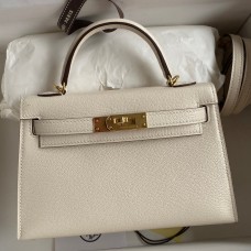 Hermes Kelly Mini II Sellier Handmade Bag In Nata Chevre Mysore Leather JM1922fj51