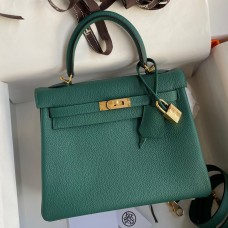 Hermes Kelly Retourne 25 Handmade Bag In Blue Paon Clemence Leather JM730fj51