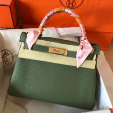 Hermes Kelly Retourne 28 Handmade Bag In Canopee Clemence Leather JM1896vp28
