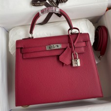 Hermes Kelly Sellier 25 Handmade Bag In Ruby Epsom Calfskin JM74bM57