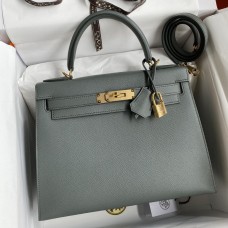 Hermes Kelly Sellier 28 Handmade Bag In Vert Amande Epsom Calfskin JM814Gp37