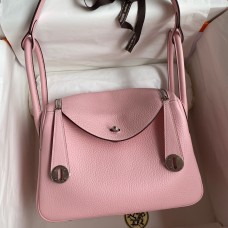 Hermes Lindy 26 Handmade Bag In Rose Sakura Clemence Leather JM1521Jc39