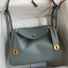 Hermes Lindy 26 Handmade Bag In Vert Amande Evercolor Leather JM1239dW15