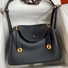 Hermes Lindy 30 Handmade Bag In Black Clemence Leather JM591zR31