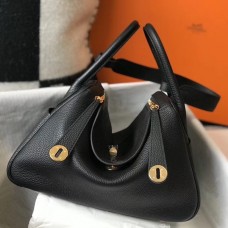 Hermes Lindy 30cm Bag In Black Clemence Leather GHW JM75jo45