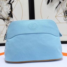 Hermes Medium Bolide Travel Case In Blue Lin Cotton JM17Qh97