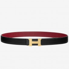 Hermes Mini Constance 24mm Reversible Belt Black/Ruby JM724bT70
