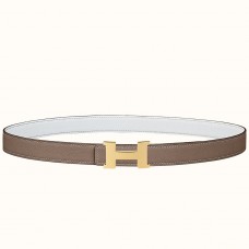 Hermes Mini Constance 24mm Reversible Belt Taupe/White JM624aC46
