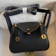 Hermes Mini Lindy Handmade Bag In Black Clemence Leather JM310qq80