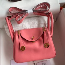 Hermes Mini Lindy Handmade Bag In Rose Lipstick Swift Leather JM1615Ao69