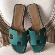 Hermes Oran Sandals In Malachite Epsom Leather JM926Sy67