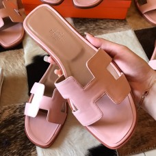 Hermes Oran Slide Sandals In Pink Swift Calfskin JM1483pB23