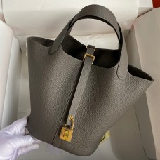 Hermes Picotin Lock 18 Handmade Bag in Etain Clemence Leather JM1527em43