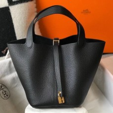 Hermes Picotin Lock 22 Bag In Black Clemence Leather JM1997jk62