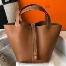 Hermes Picotin Lock 22 Bag In Gold Clemence Leather JM789io40