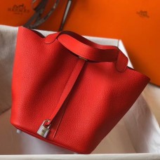 Hermes Picotin Lock 22 Bag In Red Clemence Leather JM1485zR31