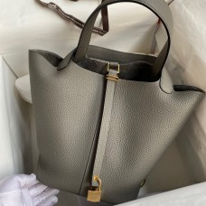 Hermes Picotin Lock 22 Handmade Bag in Etain Clemence Leather JM1961NG76