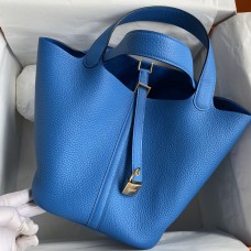 Hermes Picotin Lock 22 Handmade Bag in Mykonos Clemence Leather JM748QT69