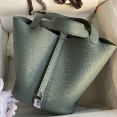 Hermes Picotin Lock 22 Handmade Bag in Vert Amande Clemence Leather JM677Bk18