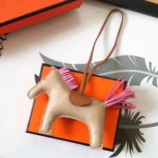 Hermes Rodeo Horse Bag Charm In Beige/Camarel/Pink Leather JM519mx92
