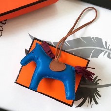 Hermes Rodeo Horse Bag Charm In Blue/Camarel/Ruby Leather JM830ZP49