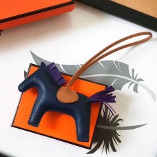 Hermes Rodeo Horse Bag Charm In Navy/Camarel/Purple Leather JM182Mq48