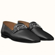 Hermes Time Loafers In Black Goatskin JM827hT91