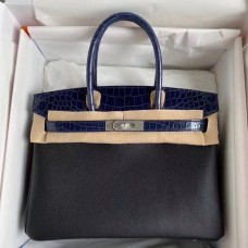 Hermes Touch Birkin 30 Bag In Noir Shiny Niloticus Crocodile Skin JM492vA83