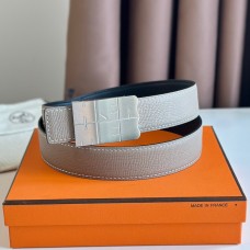 Hermes Typo Reversible Belt 32MM in Grey Epsom Calfskin JM686sf78