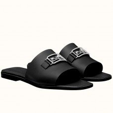 Hermes Villa Sandals In Black Calfskin JM805jk62