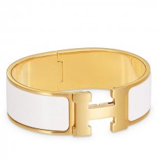 Hermes White Enamel Clic Clac H PM Bracelet JM1382Ej26