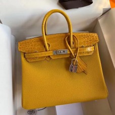 Hermes Yellow Touch Birkin 30cm Bag Shiny Niloticus Crocodile Skin JM1590QX19
