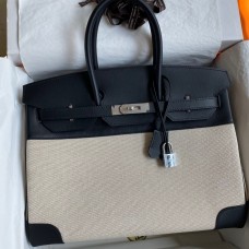 High Quality Replica Hermes Birkin 35 Handmade Bag In Toile & Black Swift Leather JM1269Mj59