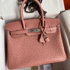 Imitation Cheap Hermes Birkin 30 Retourne Handmade Bag In Terre Cuite Ostrich Leather JM569iu55