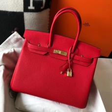 Imitation Cheap Hermes Birkin 35cm Bag In Red Clemence Leather GHW JM2059iu55
