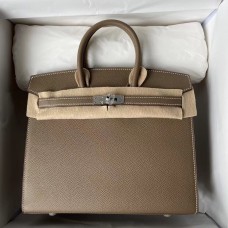 Imitation Hermes Birkin 25 Sellier Handmade Bag In Taupe Epsom Calfskin JM1479fM13