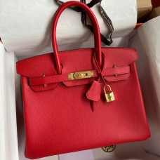 Imitation Hermes Birkin 30 Retourne Handmade Bag In Red Epsom Calfskin JM674Nj42