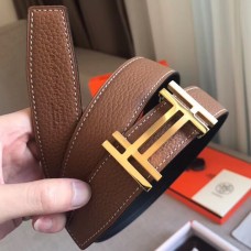 Imitation Hermes H Au Carre Belt Buckle & Brown 32mm Strap JM287fM13