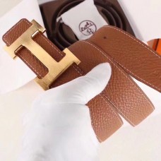 Imitation Hermes H Belt Buckle & Brown Clemence 32 MM Strap JM262Lv15