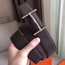 Imitation Hermes H d'Ancre Reversible Belt In Cafe/Noir Leather JM279qe74